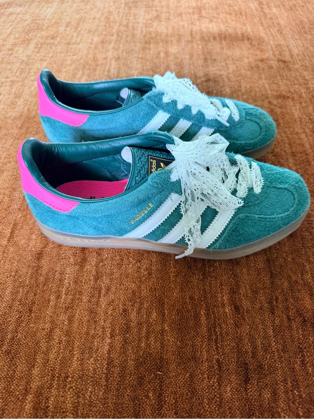 Adidas Women's Green/Pink Suede Gazelle Sneakers - Picture 5 of 8